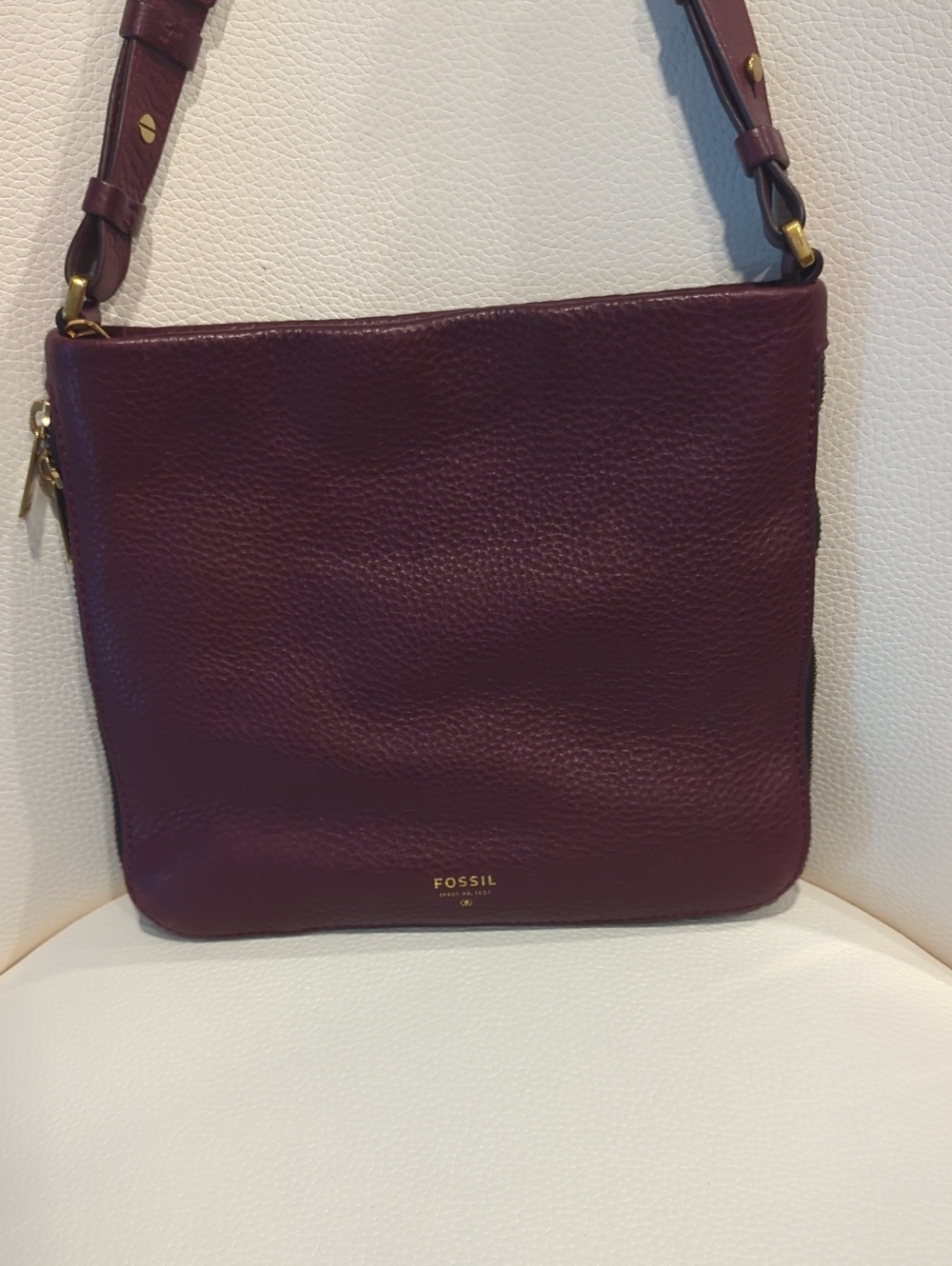 Fossil Deep Plum Pebbled Leather Crossbody